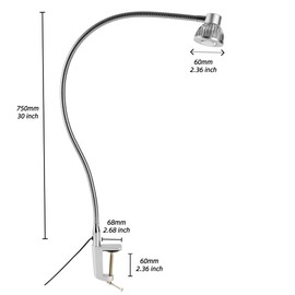 Hersi High Bright 5w 35‘’Long Flexible Arm Desk Lamp Metal Architect LED Task Light with Clamp, Adjustable Folding Twin-Arm Clip-on Table Lamp,Black for Home Office (Silver)