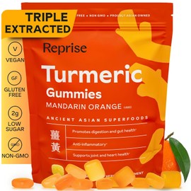 Reprise Gomitas De Cúrcuma Para Mujeres | Gomitas De Suplemento De Cúrcuma Para La Inflamación | Gomitas De Cúrcuma Para Adultos | Curcumina Natural, Baja En Azúcar, Vegana, Sabor A Mandarina, 45 Unid