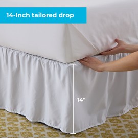 Linenspa 14 Inch Microfiber Ruffle Bed Skirt - Wrinkle and Fade Resistant - Machine Washable - Easy Use Ruffle Bed Skirt