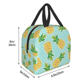 JIMOWANG Cute Pineapple Portable Lunch Bag Compact Tote Bag Reusable Lunch Box Container for School Office Work