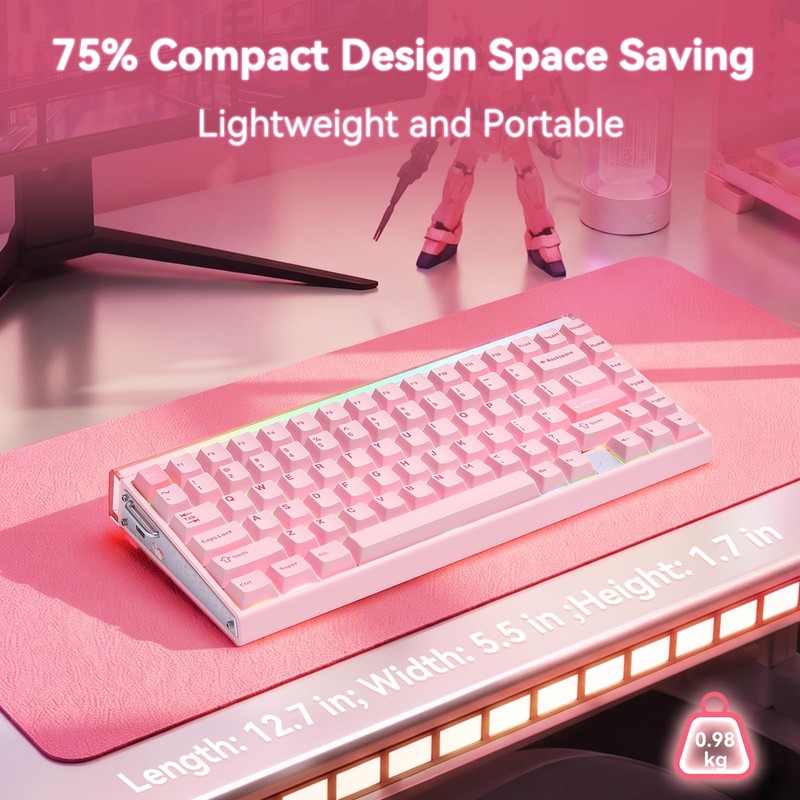 Aula Hero 75 HE Wireless Gaming Keyboard,Black Mechanical Keyboards