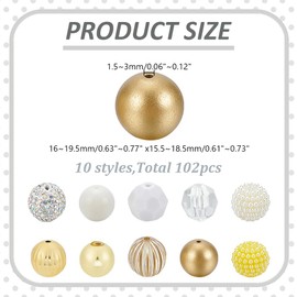 arricraft 102 Stück Kristallperlen Zur Stiftherstellung 10 Stil 16mm /20mm Glas Kaugummiperlen Transparente Runde Acrylperlen Kunstperlen Für Stift Schlüsselanhänger Halskette Armbänder DIY