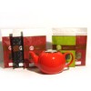 Christmas Holiday Red Ceramic Infuser Teapot and Holiday Flavored Loose