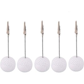 5 Pack Golf Ball Base Memo Clips Golf Ball Shaped Place Card Holder Stand Table Number Holders Note Paper Clip Pictures Display with Alligator Clip for Office, Wedding, Party