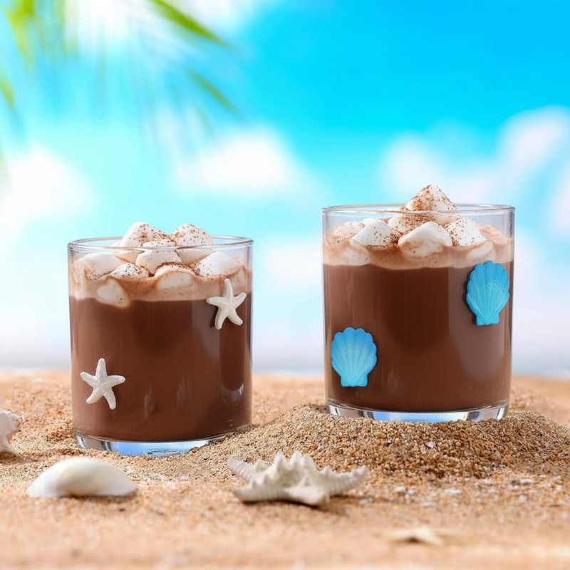 Singhoow 2 Pcs 14 oz Icon Juice Glasses Starfish Seashell