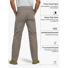 FREE SOLDIER Men's Water Resistant Pants Relaxed Fit Tactical Combat Army Cargo Work Pants with Multi Pocket (Classic Khaki 32W x 32L)