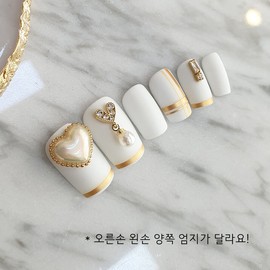 Pearl dangle point handmade nail tip - Natural / 진주 댕글 포인트 수제네일팁 - 내츄럴