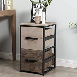 LUCYPAL 2 Drawer Wood File Cabinet, Home Office Portable Vertical Wooden Storage Filing Cabinet for A4 or Letter Size, Brown