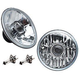 Octane Lighting 7 Inch Crystal Projector Headlight 6V 60/55W Halogen Clear Light Bulb Headlamp Pair