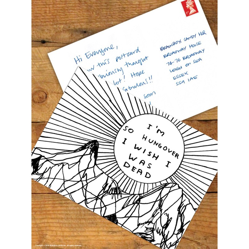 Funny Humorous 'David Shrigley So Hungover' Novelty Postcard