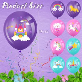 Aoriher 45 Pcs Latex Balloon for Birthday Pastel Rainbow Balloon for Arch Kit Column Garlands for Girl Unicorn Birthday Party Decoration Baby Shower Unicorn Party Supplies 12''