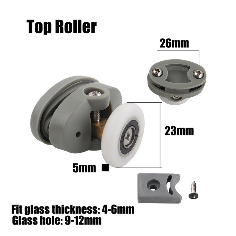 Cokritsm Pack of 4 Shower Cubicle Rollers, 23 mm, Replacement