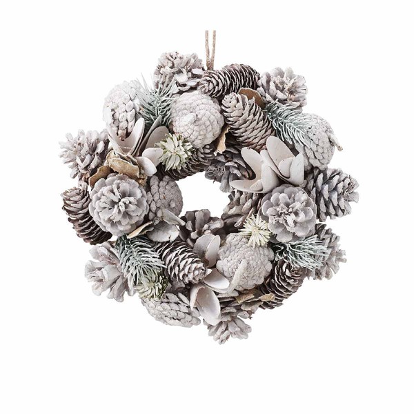 Natural Wreath, Small, White [Christmas Artificial Flower, Fashionable, Large Store