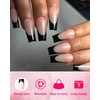 AddFavor Black French Tip Press on Nails Medium Square Fake