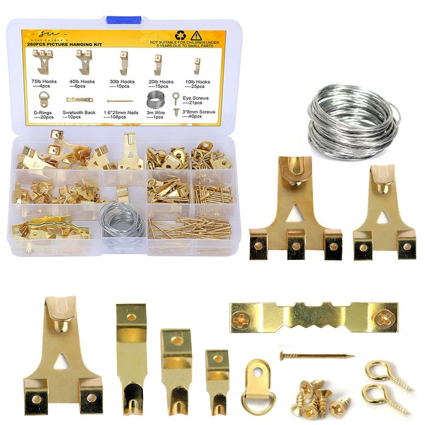 StayUnique1 265 PCs Heavy Duty Picture Hooks - Rustproof Picture
