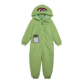 Sesame Street Cozy Sherpa Cosplay-Kostüm mit Reißverschluss, für Neugeborene bis Kleinkinder, Größen (Neugeborene - 4T), Oscar the Grouch, Grün, 12 Monate