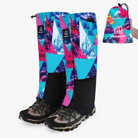 HIGH EXPERIENCE Leg Gaiters 100% Waterproof Adjustable Shoe Snow Boot Guard Gators for Hiking Shoe Cover Hunting Snowshoeing Climbing Walking for Women Men (Pink Graffiti)