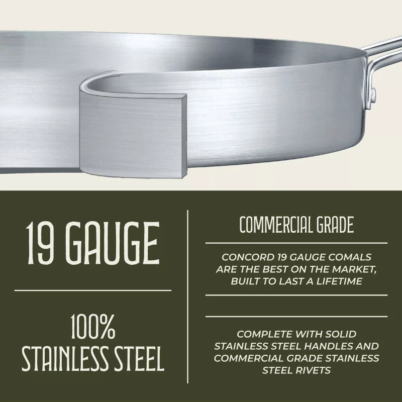 CONCORD Large Stainless Steel 21.25" Convexed Comal