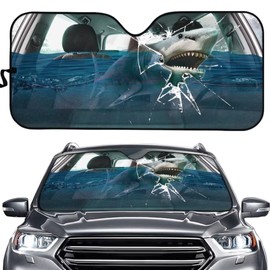 Biyejit Crack Shark Car Window Windshield Sunshade Cover Foldable Auto Sun Shade Blocks UV Rays Sun Visor Protector, Sunshade to Keep Your Vehicle Cool