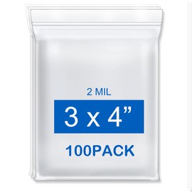 3''x 4'', (Pack of 100) Small Plastic Bags,2 MIL Thick Poly Zipper Lock Bags Clear for Photo, Jewelry, Bakery, Treats, Travel, Storage, Packaging & Shipping.PP Resealable