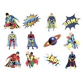 Henbrandt 24x Childrens Superhero Temporary Tattoo Selection - Party Bag Loot Fillers / Classroom Rewards / Lucky Dip Prizes / Party Favours (Assorted Designs)