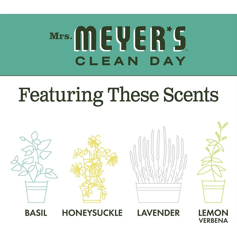 MRS. MEYER'S CLEAN DAY Liquid Dish Soap, Biodegradable Formula, Basil,