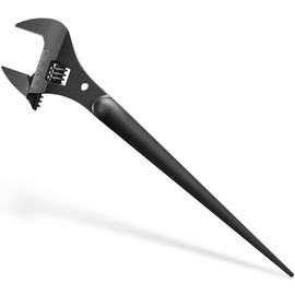 LAIKOU 3239 Extra Wide Adjustable Wrench 16 Inch Construction Spud Wrench for Up to 1-5/8 Inch Nuts and Bolts with Tether Hole, Heavy Duty Multi Tool for Mechanics and DIY (Black Oxide)