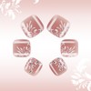 24 Pcs Flower Press on Toenails Short Square White French