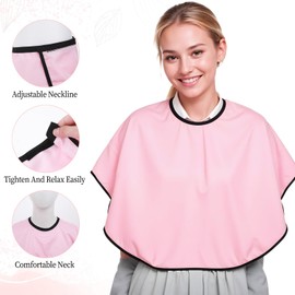 Lusofie 3 Pcs Haircut Cape Shorty Hair Dye Cape Adjustable Neck Makeup Apron Salon Hair Cape Barber Capes Hair Cut Capes for Adults (black white pink)