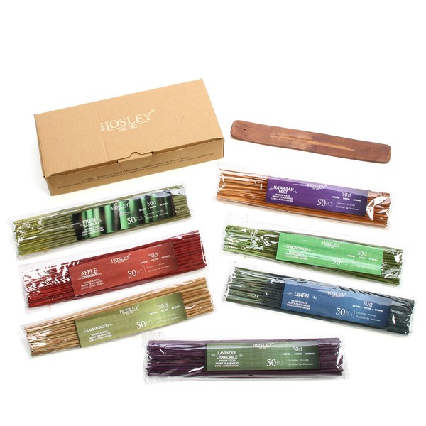 Hosley Assorted 350 Pack Incense Sticks Highly Fragrances Include Apple Cinnamon Tropical Hawaiian Mist Sandalwood Linen Fresh Bamboo Lemongrass and Lavender Chamomile. Great for Aromatherapy. O3