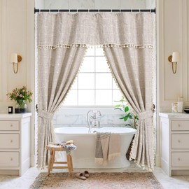 BRIOFOX Shower Curtain Rod Adjustable 18-78 Inch, No Drilling Non Slip Stainless Steel Spring Tension Curtain Rod for Window or Bathroom, Matte Black