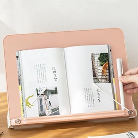 GALEFORM Book Stand for Reading Angle Adjustable Book Holder Tray for Kids Adults Foldable Cookbook Stand Desk Reading Stand with Page Paper Clips for Textbooks Recipe Magazine Laptop Kindle Tablet