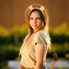 Lion Costume Set，5 Pieces Including Headband（Ears）、Tail、Bow Tie、Paw Gloves，Thick Brown Mane，Polyester