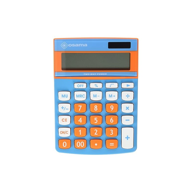 Osama Calculator 12 Digits Metal Becolor Light Blue/Orange