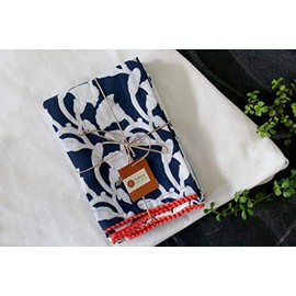 TARAN LIVING Printed Kitchen Dish Bar and Tea Towels Cotton, 18x28 inch with Trims, Cotton Dish Towel Sets (Allover Blue, Set of 6)