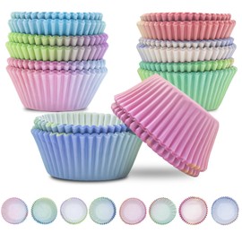 NVGVUP 400 PCS Cupcake Baking Cases, Cupcake Liners Cupcake Cups, Rainbow Muffin Baking Cupcake Cases in 8 Gradient Colours, for Wedding Birthday Party (Standard Size)