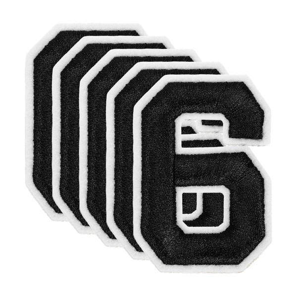 QUARKZMAN 20 Stk. Zahlen Patches 6cm Höhe Nummer 6 Bestickte