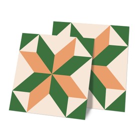 funlife 12pcs Peel and Stick Kitchen Backsplash, Urban California Water Resistant Tile Stickers, Wall Decals for Home Bathroom Laundry Room Floor Decor 7.87"x7.87" Retro Geometric Pattern Mixed Color2