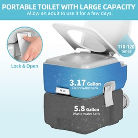 YITAMOTOR 5.8 Gallon Portable Toilet for Camping, RV Travel Potty with Press Flush Pump, Leak-proof Seal Ring for Travel, Boating, Hiking, Trips