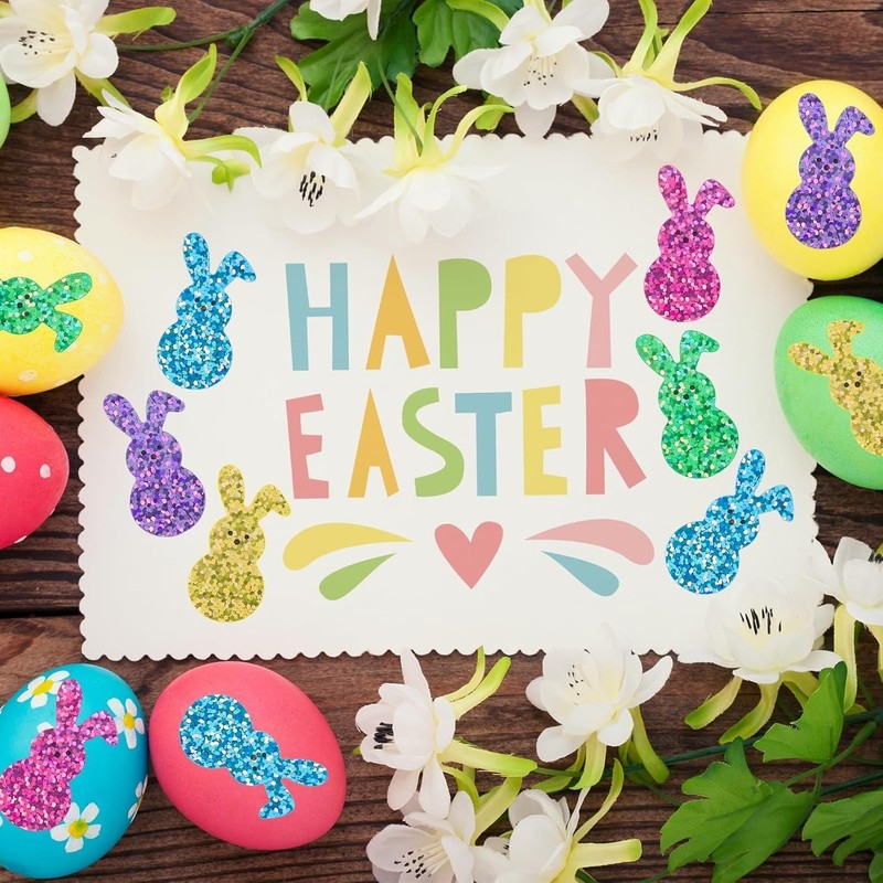 500pcs 1.5 Inch Easter Day Bunny Rabbit Stickers 8 Design