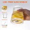 13oz/400ML Glass Tumbler with Straw and Lid Ribbed Vertical Ice