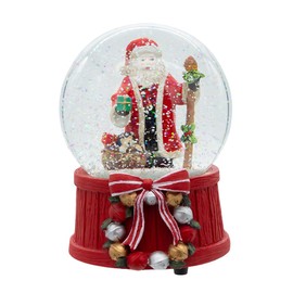 Kurt Adler 100MM Wind Up Musical Santa with Gift Bag Tree Water Globe