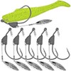 XFISHMAN Underspin-Jig-Heads-Swimbait-Hooks-with-Spinner Blades Weighted Fishing Hooks 6 Pack (Silver, Size