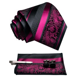 JEMYGINS Luxury Necktie, Stripe, Pin, Cufflinks, Button, Pocket Square, Business, Job Hunting, Wedding, School Entrance Ceremony, Graduation, After-party, Party, Father's Day Present, Gift Box