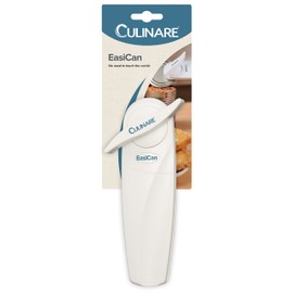 Culinare C10005 EasiCan Tin Opener, White, Plastic/Stainless Steel, Manual Can Opener, Precision Cutting and Clean Lid Removal