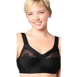 Breezies Soft Cup Wirefree Cotton Comfort Bra (US, 44C, Black)