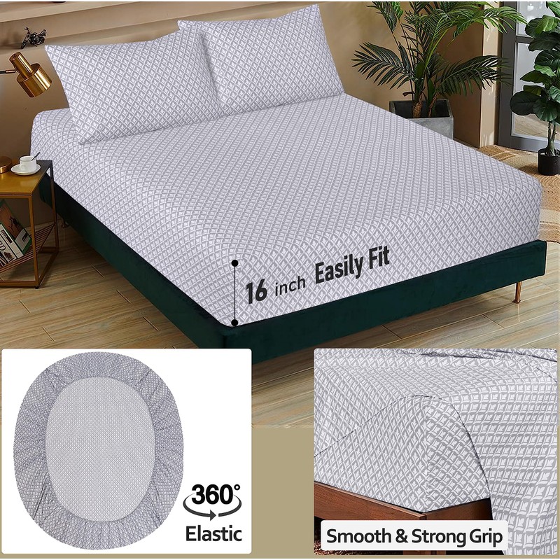 RUVANTI 100% Cotton Split King Sheets Sets for Adjustable Bed,