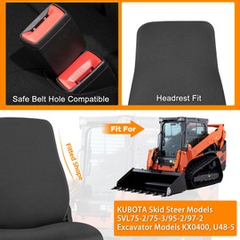 Kistrba Skid Steer Seat Cover Compatible with KUBOTA SVL 75-2/75-3/95-2/97-2 KX0400, U48-5 Excavator, High Back Bucket, No Armrest Suspension Seat Exact Seat Covers, Gray
