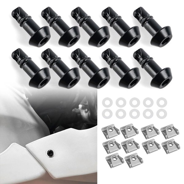 Xitomer 17mm Universal Quick Release Fasteners/Fairing Bolts Studs/Quarter Turn with Clips 1/4 Turn Quick Release Fit for Race Fairings (Black, 17mm)