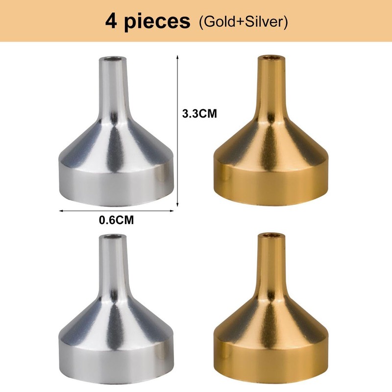 Pack of 4 Aluminium Funnels, Mini Funnels, Dosing Tools, Multifunctional